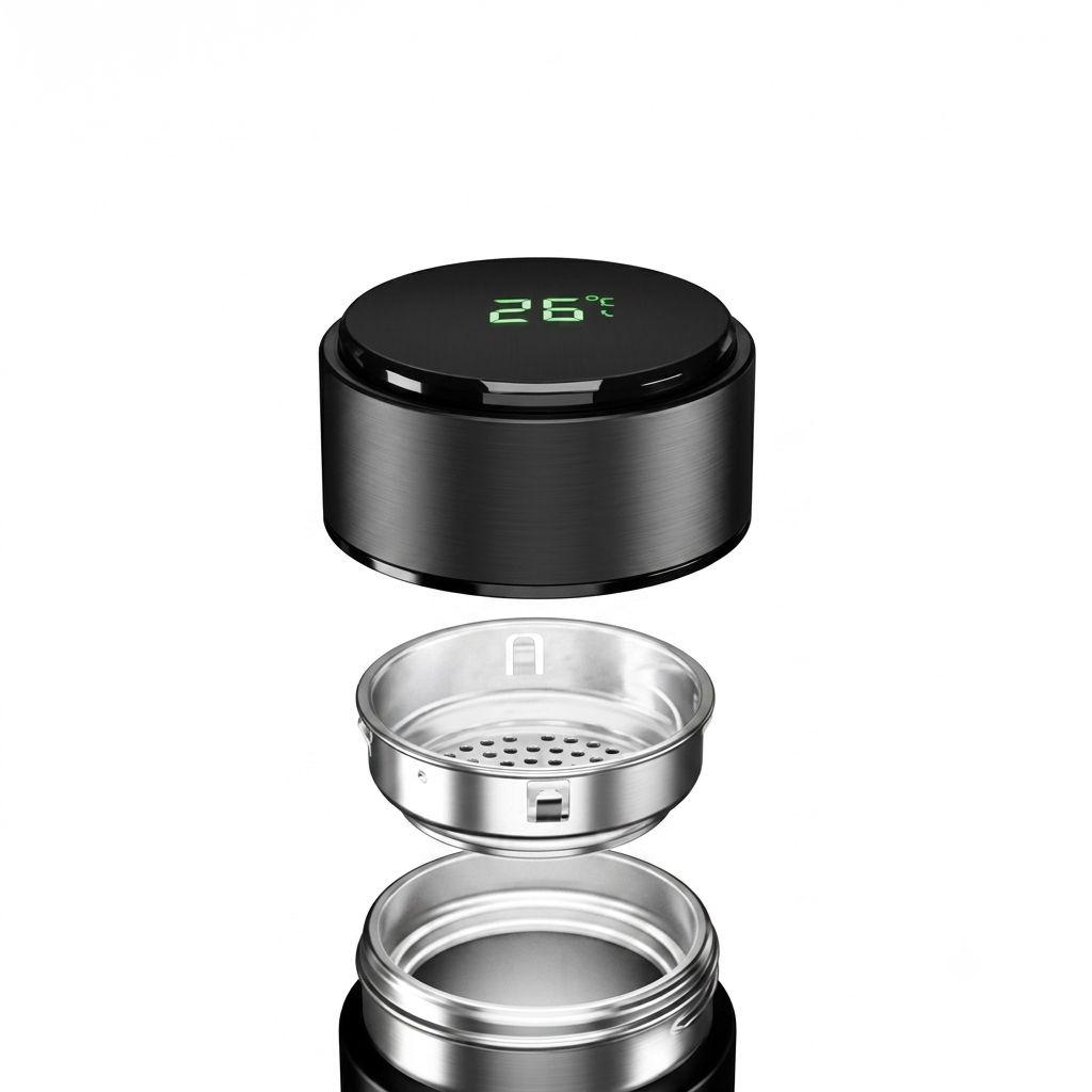 Garrafa Térmica com Display de Temperatura — 500ml Aço Inox
