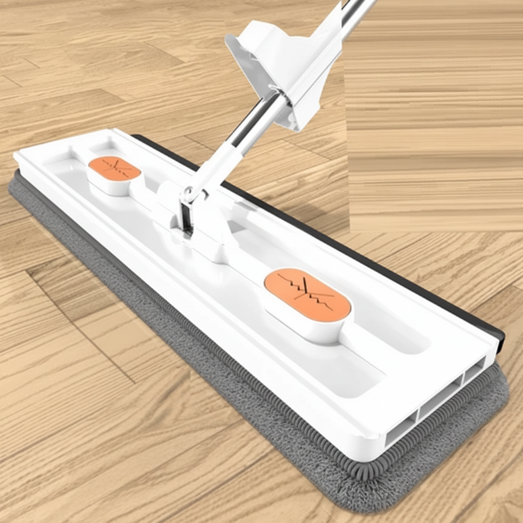 Esfregão Flat Mop 360° Giratório — Cabo Inox 137cm + Pano Microfibra